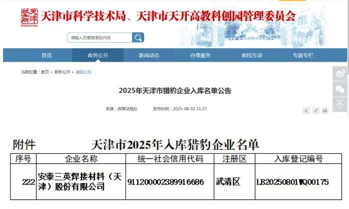 喜訊|安泰三英成功入選天津市“獵豹企業”庫